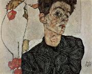 Egon Schiele Self-Portrait with Chinese Lantern Fruit oil painting reproduction